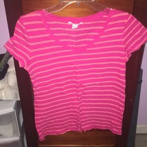 Pink and orange striped v-neck Forever 21